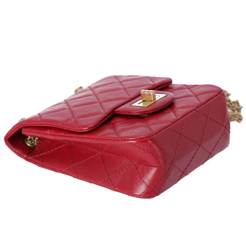 CHANEL Matelasse 2.55 Reissue Shoulder Bag Red Calfskin Leather